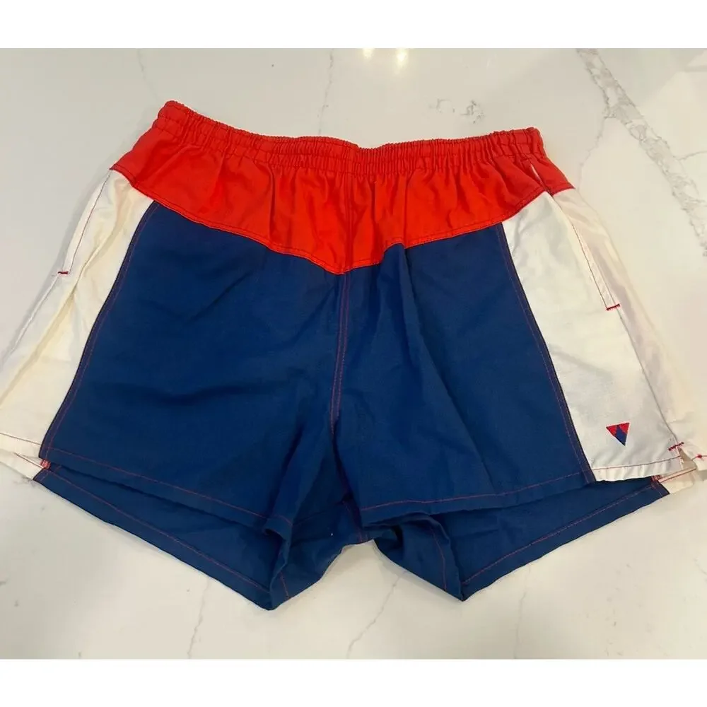 Vtg Jantzen Men's X-Large Sz 38‎ Red White Blue Swim Trunks Lined Elastic USA